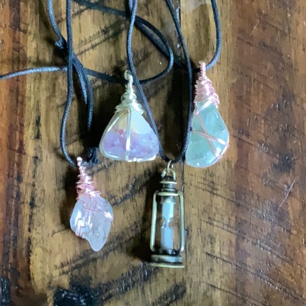 Wire wrapped crystal necklaces